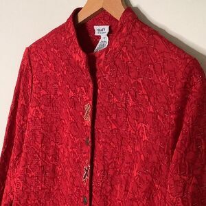 GRAFF Jacket Chinoiserie Silk-Look Jacket Metallic Thread Bead Cheo…